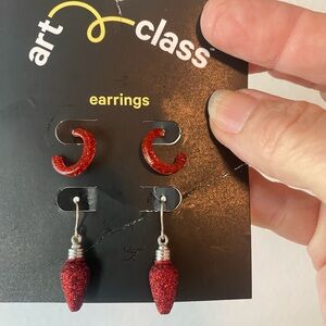 Art Class 2 Red Earring Sets Christmas
